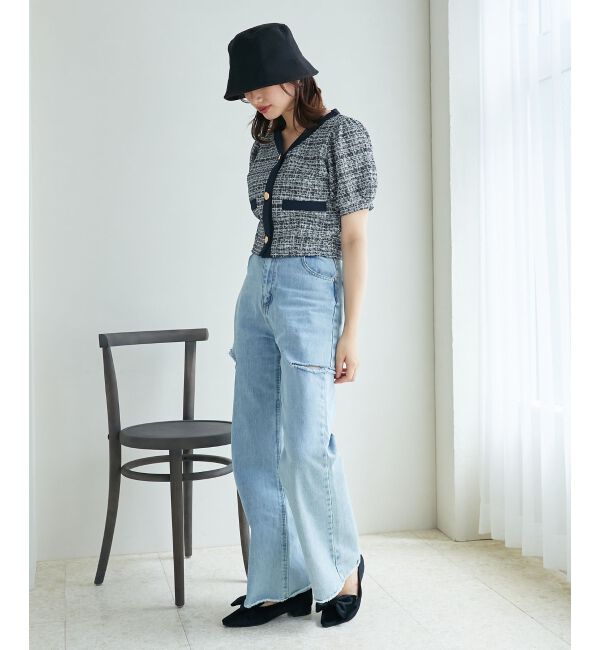 MAJESTICLEGON「カットツイードカーディガン」|カーディガン|