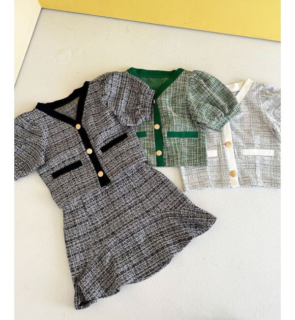 MAJESTICLEGON「カットツイードカーディガン」|カーディガン|