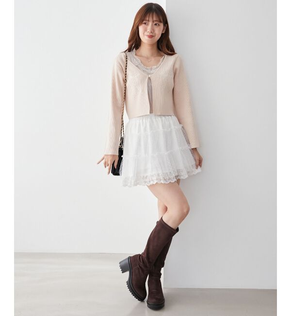 MAJESTICLEGON「リボンエンブロイダリーカーディガン」|カーディガン|