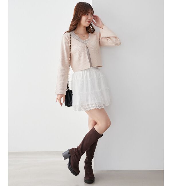 MAJESTICLEGON「リボンエンブロイダリーカーディガン」|カーディガン|