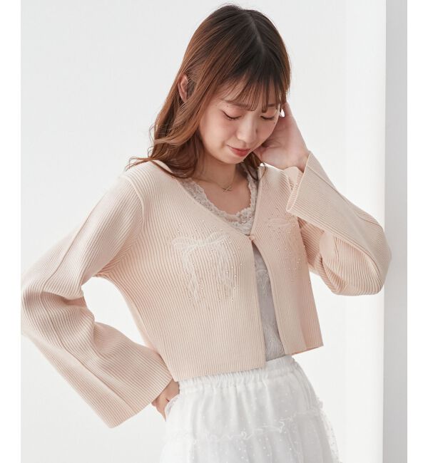 MAJESTICLEGON「リボンエンブロイダリーカーディガン」|カーディガン|