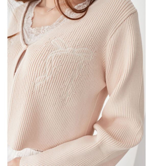 MAJESTICLEGON「リボンエンブロイダリーカーディガン」|カーディガン|