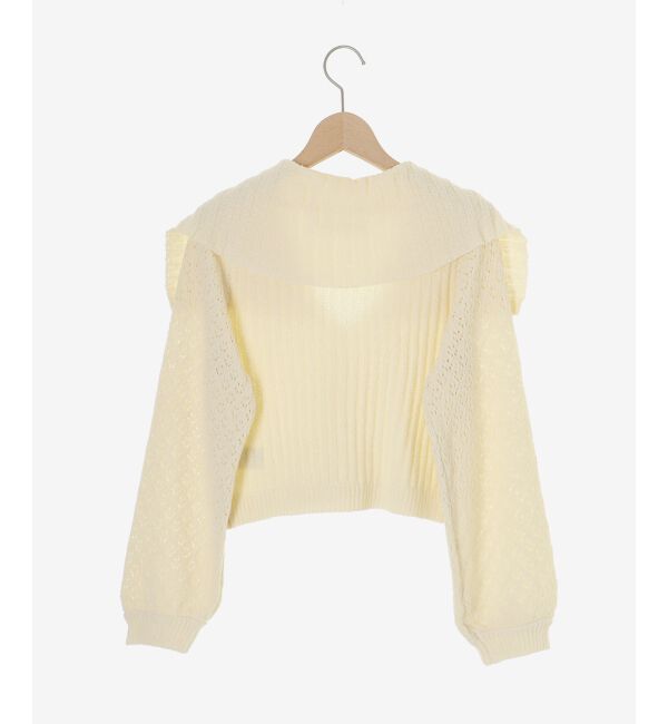  「ビッグカラー透かしニットカーデ」|カーディガン|