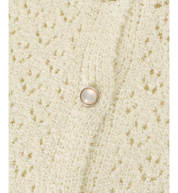  「ビッグカラー透かしニットカーデ」|カーディガン|