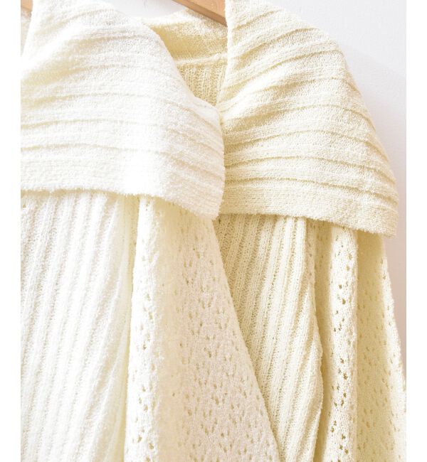  「ビッグカラー透かしニットカーデ」|カーディガン|