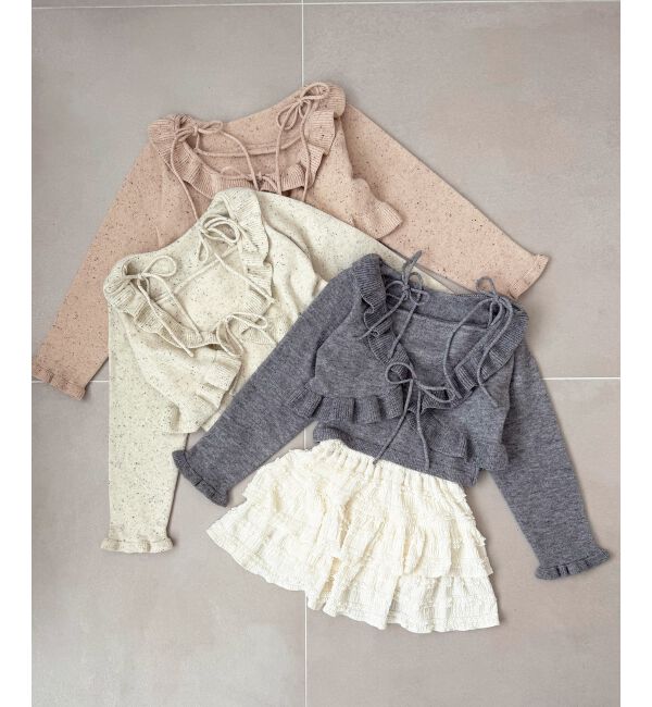 MAJESTICLEGON「ネップキャミセットフリルカーディガン」|カーディガン|