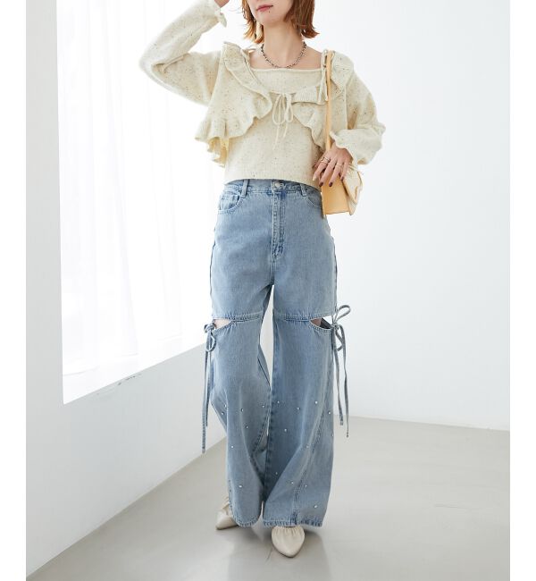 MAJESTICLEGON「ネップキャミセットフリルカーディガン」|カーディガン|