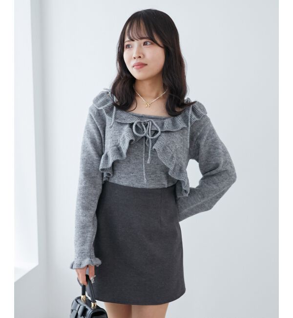 MAJESTICLEGON「ネップキャミセットフリルカーディガン」|カーディガン|