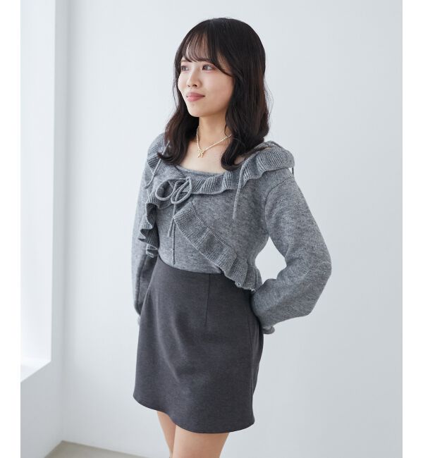 MAJESTICLEGON「ネップキャミセットフリルカーディガン」|カーディガン|