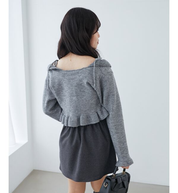 MAJESTICLEGON「ネップキャミセットフリルカーディガン」|カーディガン|