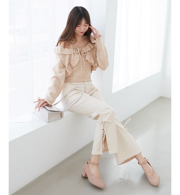 MAJESTICLEGON「ネップキャミセットフリルカーディガン」|カーディガン|