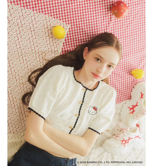 「ハローキティ リボンニットカーデ」|カーディガン|