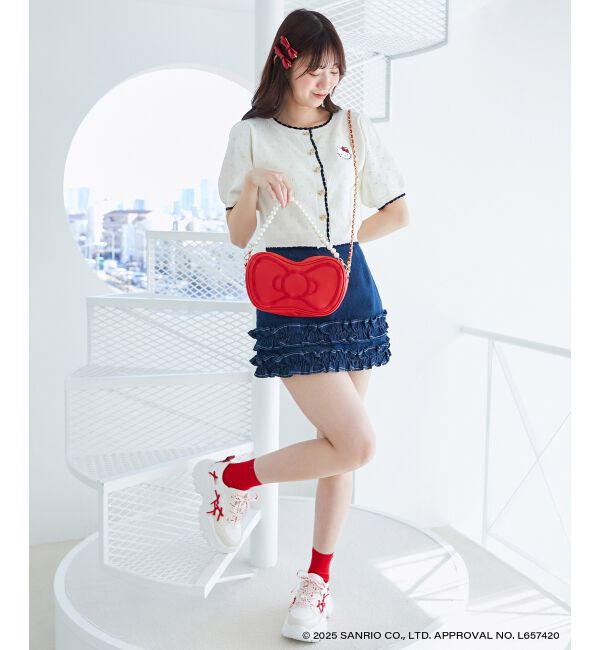  「ハローキティ リボンニットカーデ」|カーディガン|