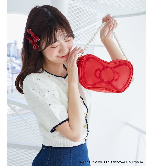  「ハローキティ リボンニットカーデ」|カーディガン|