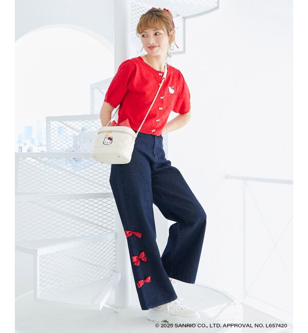  「ハローキティ リボンニットカーデ」|カーディガン|