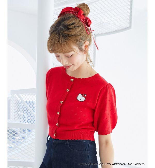  「ハローキティ リボンニットカーデ」|カーディガン|