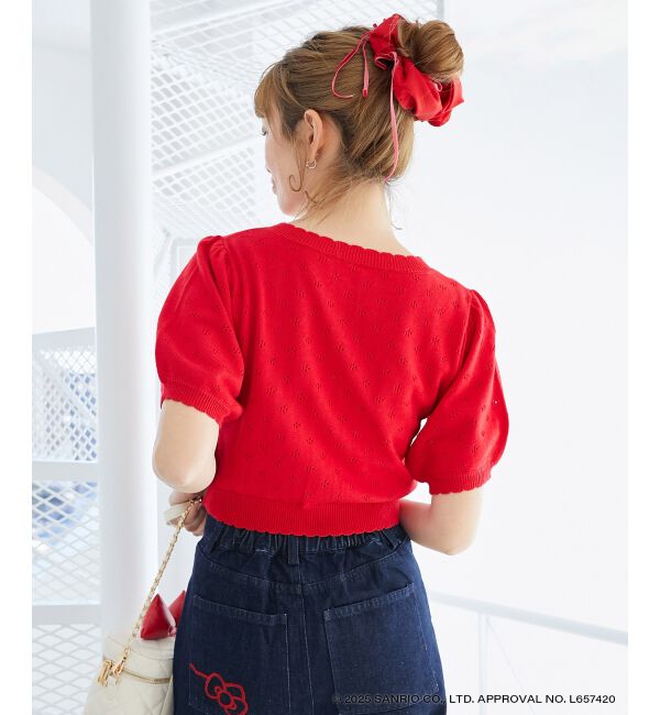  「ハローキティ リボンニットカーデ」|カーディガン|