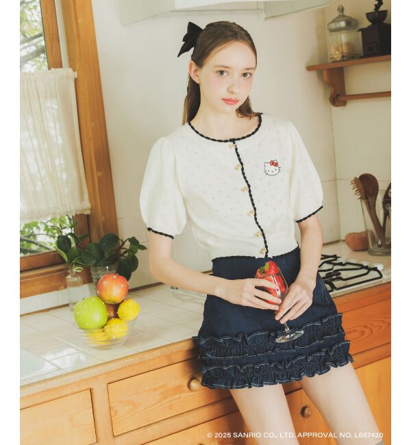  「ハローキティ リボンニットカーデ」|カーディガン|