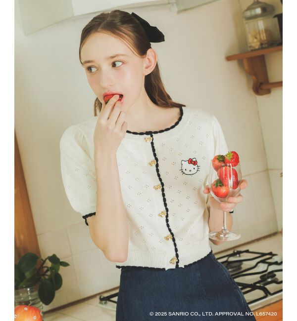  「ハローキティ リボンニットカーデ」|カーディガン|