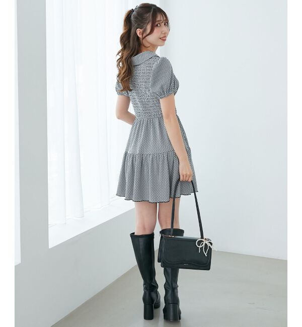  「襟付きデコルテオープンミニワンピ」|ワンピース|