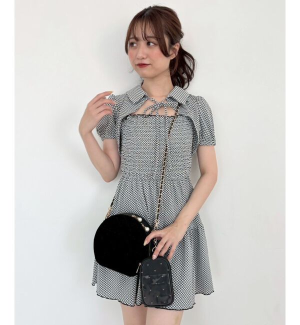  「襟付きデコルテオープンミニワンピ」|ワンピース|