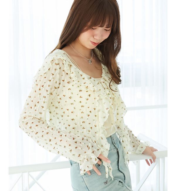  「フード付きフリルカーデ」|カーディガン|