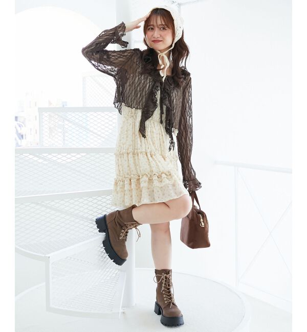  「フード付きフリルカーデ」|カーディガン|