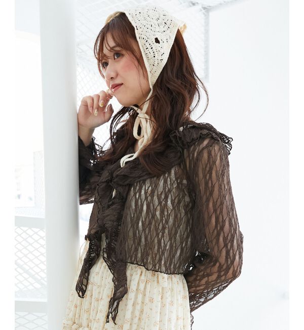  「フード付きフリルカーデ」|カーディガン|