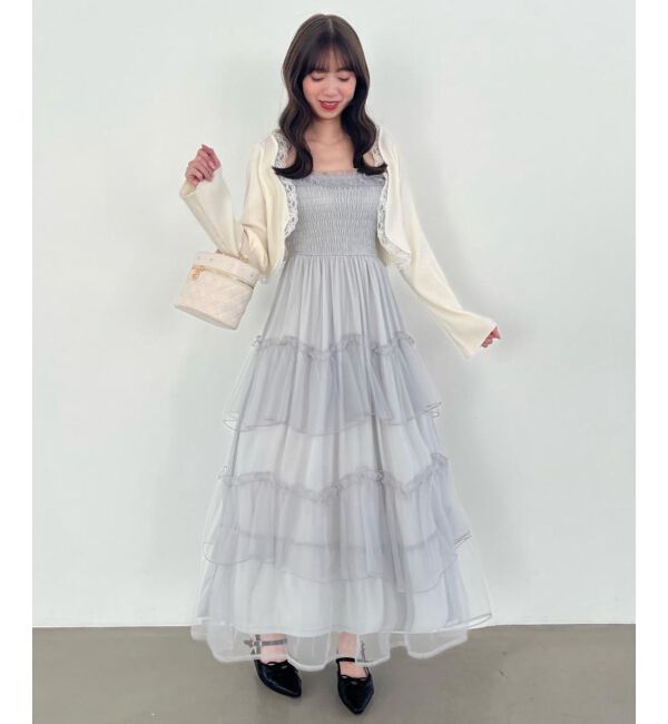  「レースフリルカーディガン」|カーディガン|アイボリー