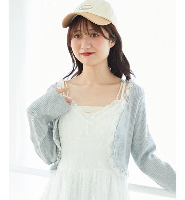  「レースフリルカーディガン」|カーディガン|グレー