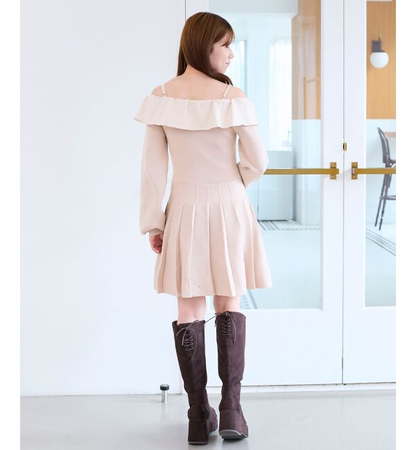  「フロントビッグリボンニットミニワンピ」|ワンピース|