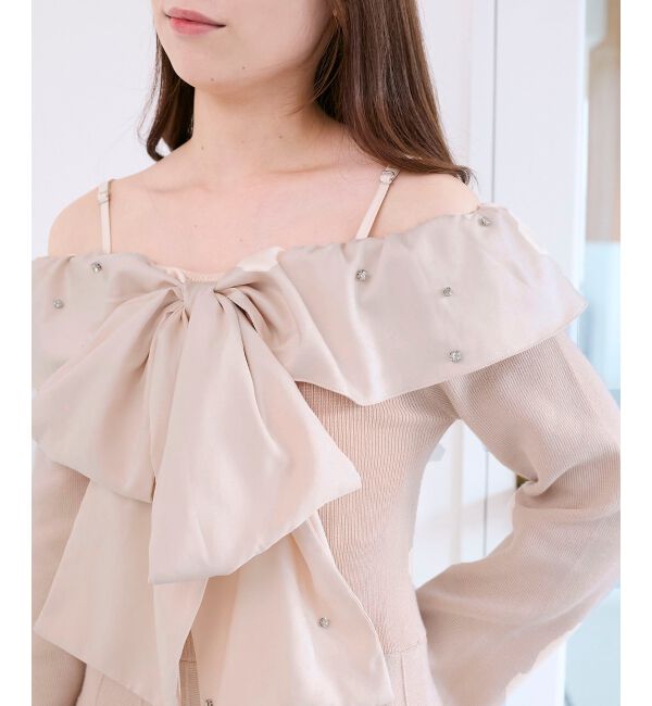  「フロントビッグリボンニットミニワンピ」|ワンピース|