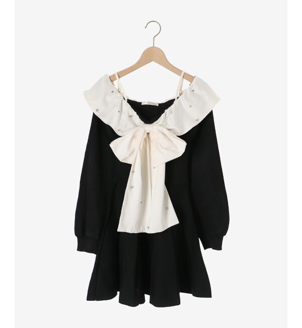  「フロントビッグリボンニットミニワンピ」|ワンピース|
