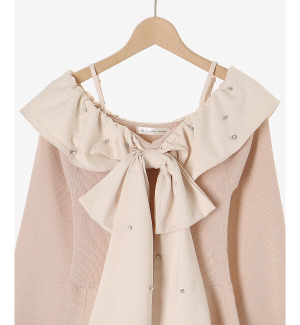  「フロントビッグリボンニットミニワンピ」|ワンピース|