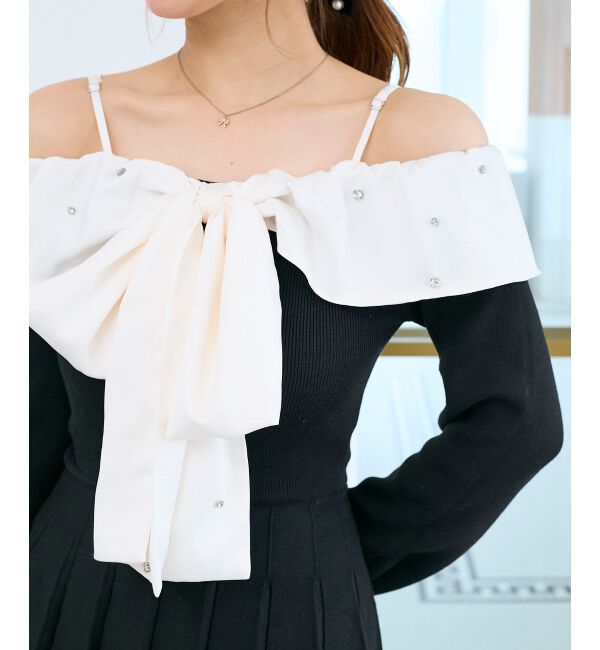  「フロントビッグリボンニットミニワンピ」|ワンピース|