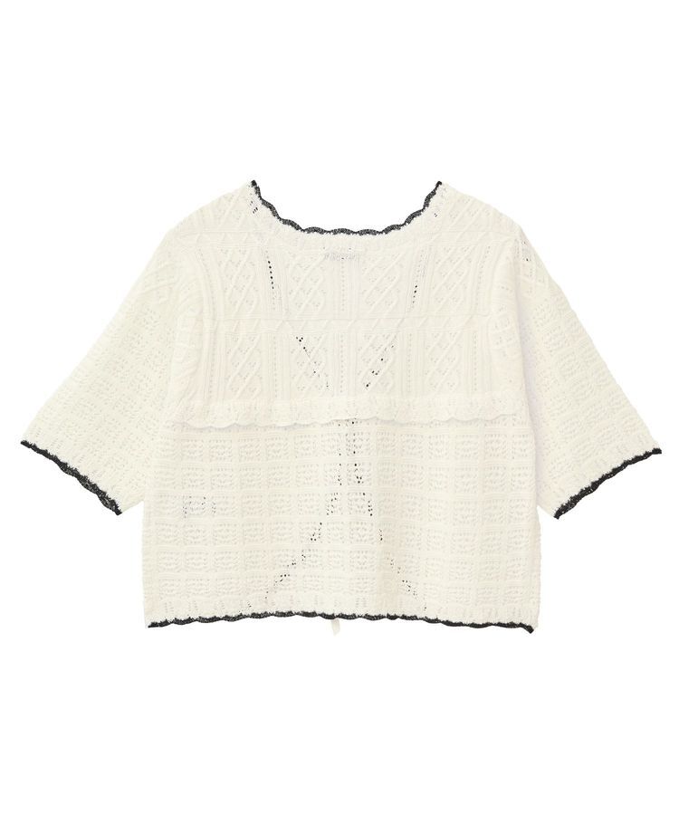 earth music&ecology「ミニスカラップ透かし編みニットカーディガン」|カーディガン|