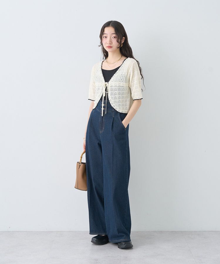 earth music&ecology「ミニスカラップ透かし編みニットカーディガン」|カーディガン|