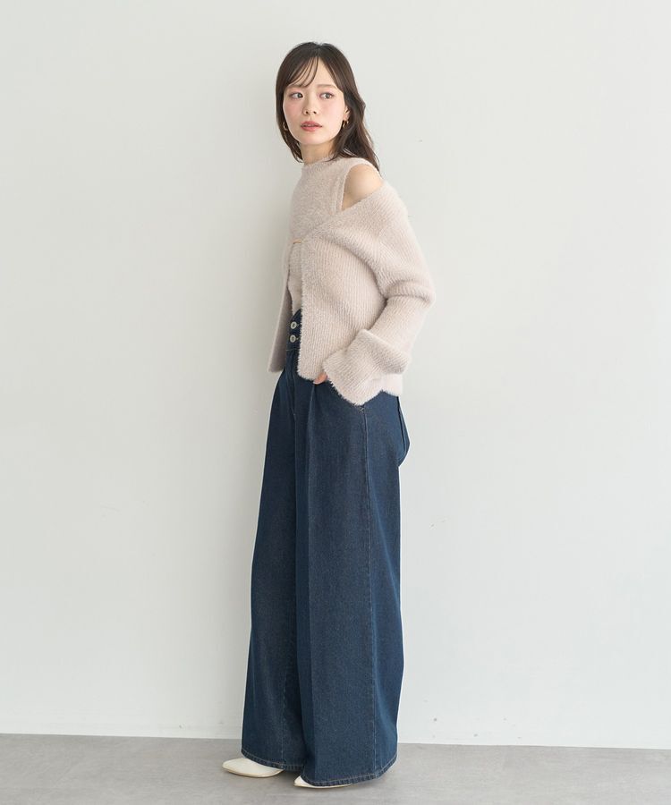 earth music&ecology「SET2点チャーム付きシャギーニット＋インナー」|カーディガン|