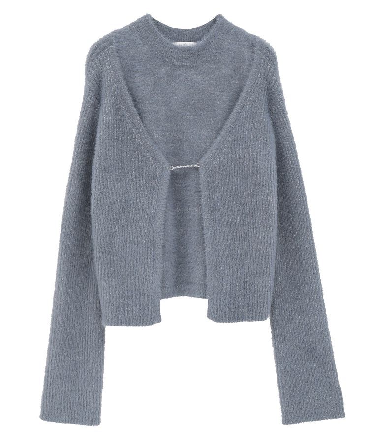 earth music&ecology「SET2点チャーム付きシャギーニット＋インナー」|カーディガン|