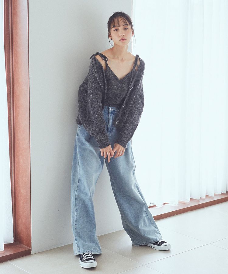 earth music&ecology「【WEB限定】SET2点ショートカーディガン＋リボンキャミソール」|カーディガン|