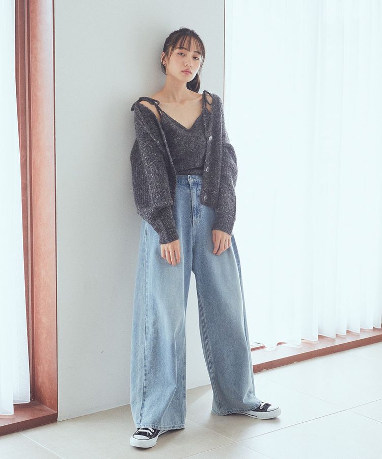 earth music&ecology「【WEB限定】SET2点ショートカーディガン＋リボンキャミソール」|カーディガン|