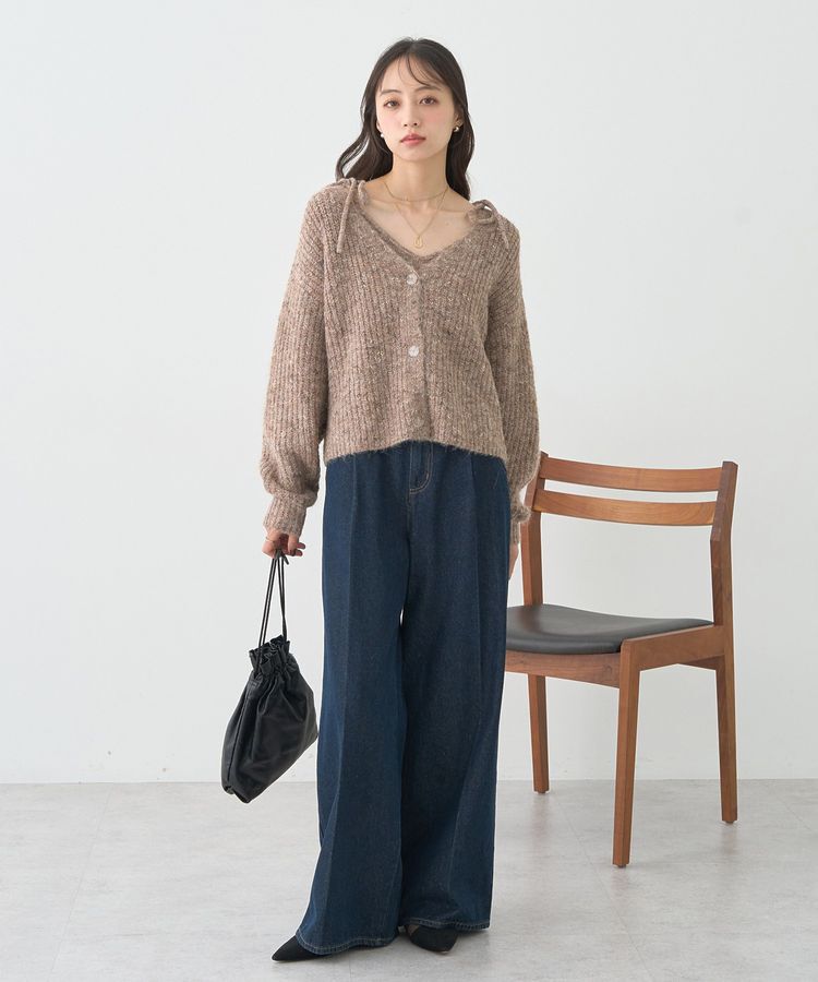 earth music&ecology「【WEB限定】SET2点ショートカーディガン＋リボンキャミソール」|カーディガン|