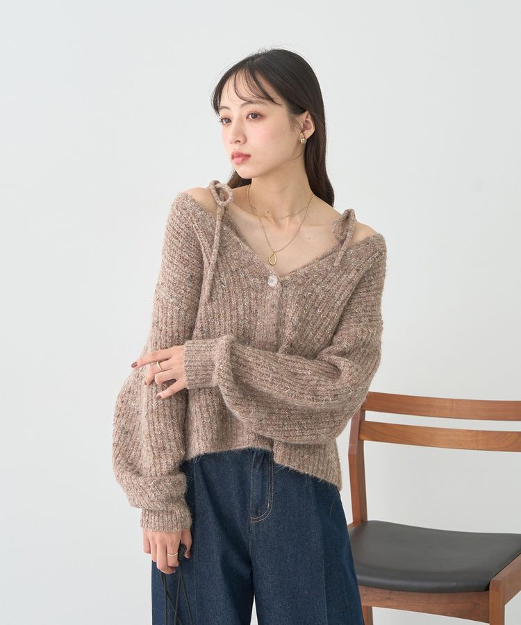 earth music&ecology「【WEB限定】SET2点ショートカーディガン＋リボンキャミソール」|カーディガン|