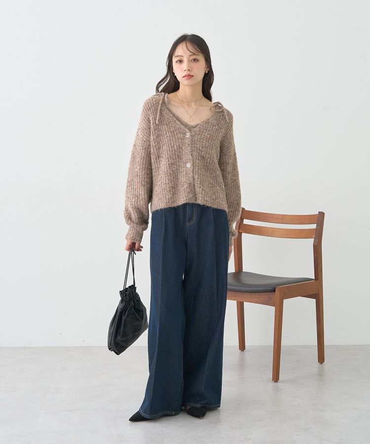 earth music&ecology「【WEB限定】SET2点ショートカーディガン＋リボンキャミソール」|カーディガン|