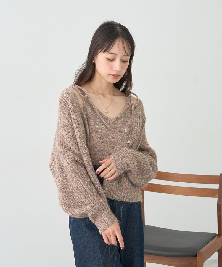 earth music&ecology「【WEB限定】SET2点ショートカーディガン＋リボンキャミソール」|カーディガン|