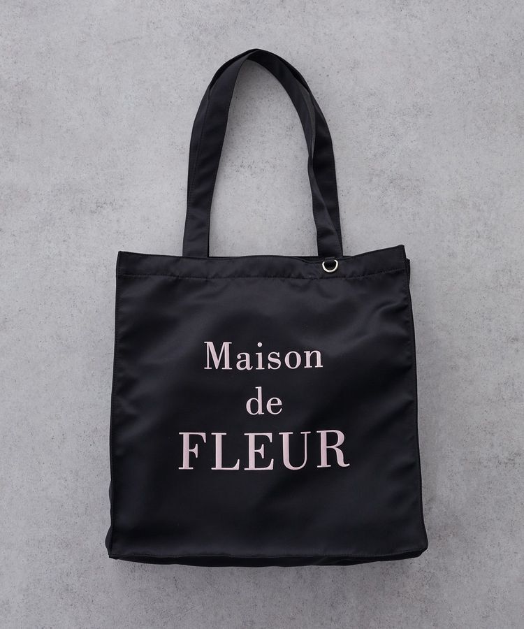 Maison de FLEUR「ブランドロゴ発泡プリントスクエアトート」|トートバッグ|ブラック
