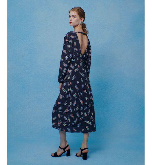 LOULOU WILLOUGHBY「【LOULOU WILLOUGHBY】レタープリントワンピース」|ワンピース|ネイビー