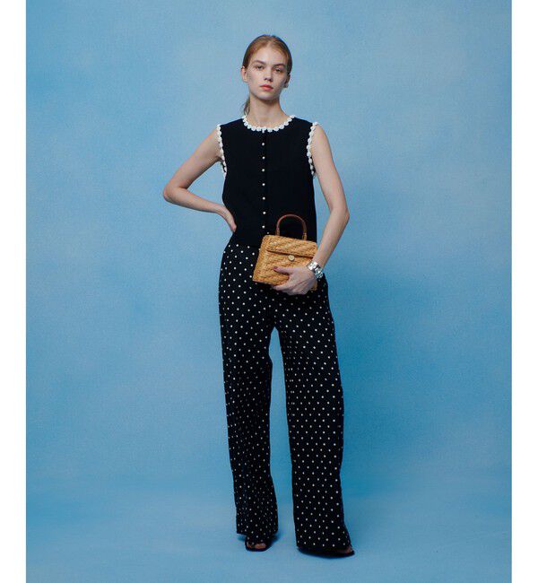 LOULOU WILLOUGHBY「【LOULOU WILLOUGHBY】リネン混ドットワイドパンツ」|チノ|