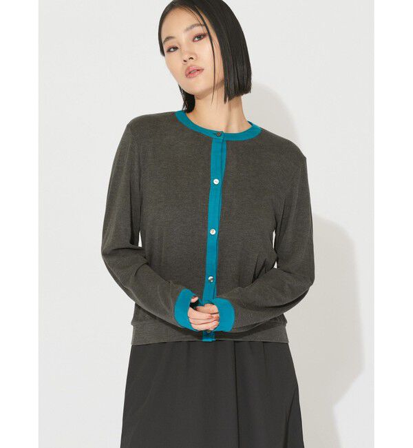 MIDIUMISOLID「MIDIUMISOLID for Ladies バイカラークルーネックカーディガン」|カーディガン|