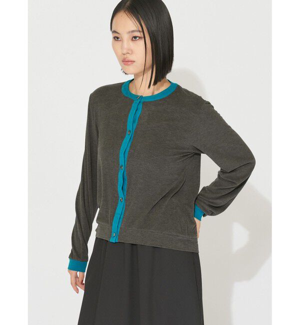 MIDIUMISOLID「MIDIUMISOLID for Ladies バイカラークルーネックカーディガン」|カーディガン|